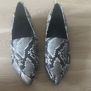 Marc Fisher Black and White Snake Pattern Loafers